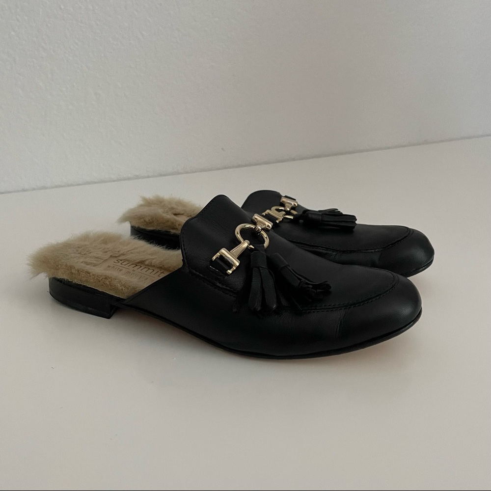 Summit White Mountain Abelle Black Faux Fur Leather Mules Women’s Size 6 - Picture 3 of 10
